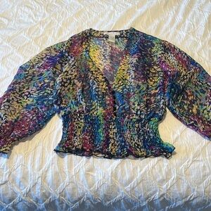 CHARLOTTE RUSSE | sheer multi color blouse, size small